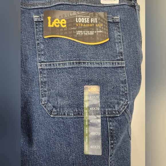 Lee Carpenter Loose Fit Straight Leg Original Stone Jeans 48x29 - Picture 3 of 11